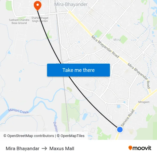Mira Bhayandar to Maxus Mall map