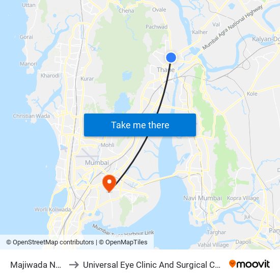 Majiwada Naka to Universal Eye Clinic And Surgical Centre map