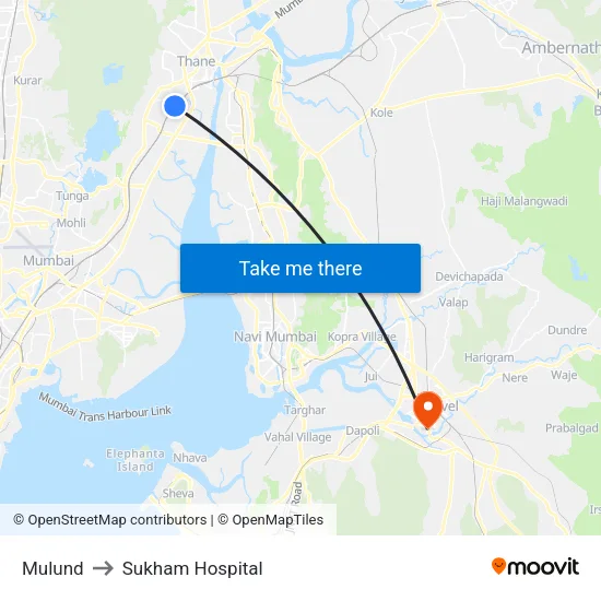 मुलुंड to सुखम अस्पताल map
