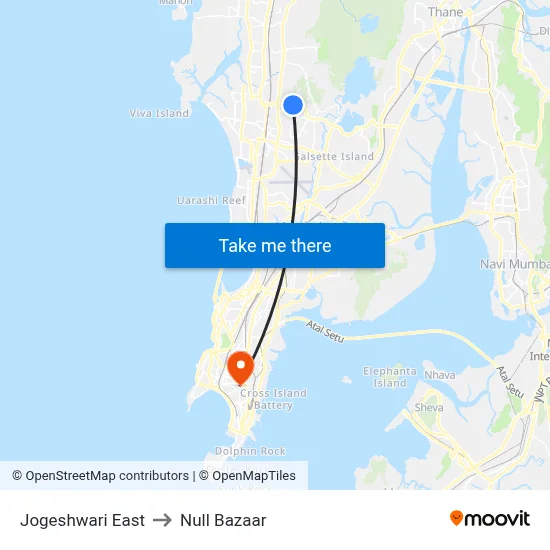Jogeshwari East to Null Bazaar map