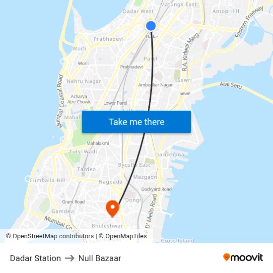Dadar Station to Null Bazaar map