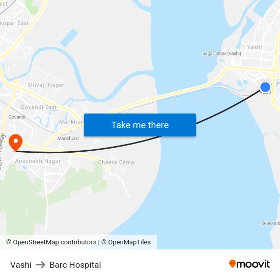 वाशी to बीएआरसी अस्पताल map