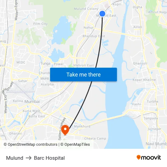 Mulund to Barc Hospital map