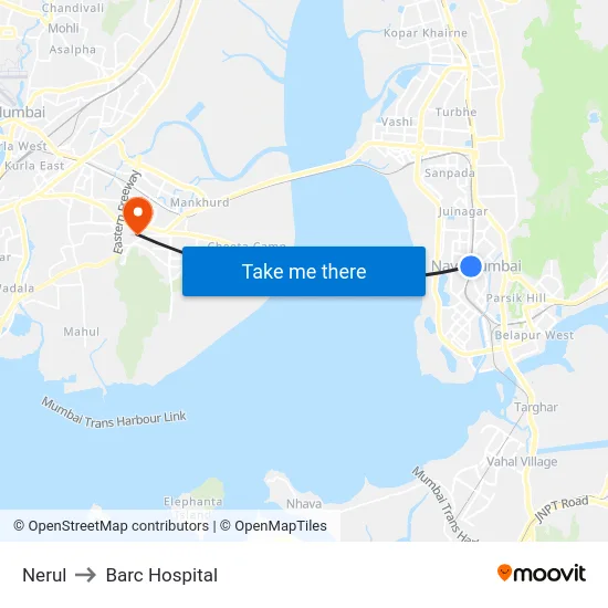 Nerul to Barc Hospital map
