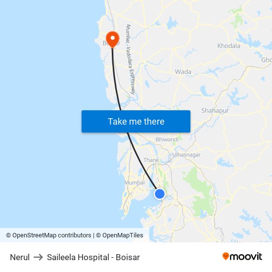 Nerul to Saileela Hospital - Boisar map