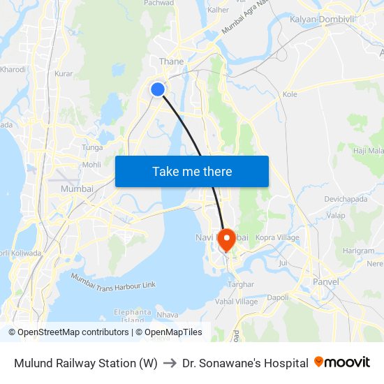 Mulund Railway Station (W) to Dr. Sonawane's Hospital map