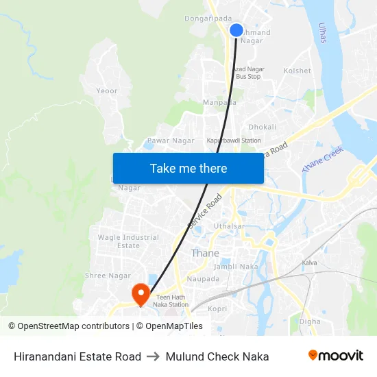 Hiranandani Estate Road to Mulund Check Naka map
