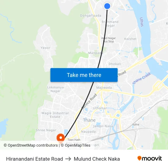 Hiranandani Estate Road to Mulund Check Naka map