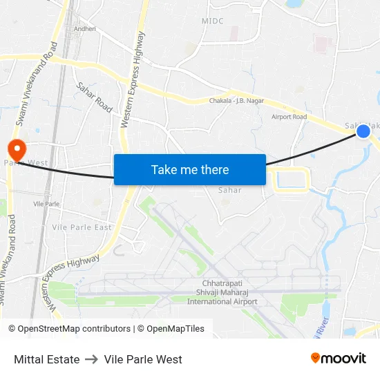 Mittal Estate to Vile Parle West map