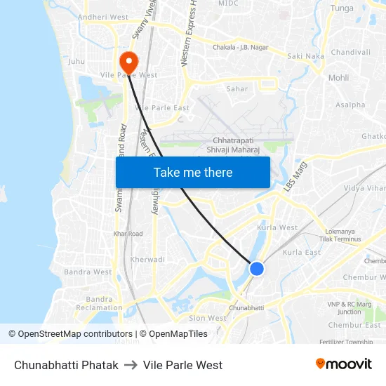 Chunabhatti Phatak to Vile Parle West map