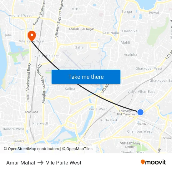 Amar Mahal to Vile Parle West map