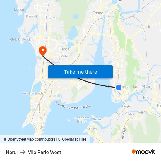 Nerul to Vile Parle West map