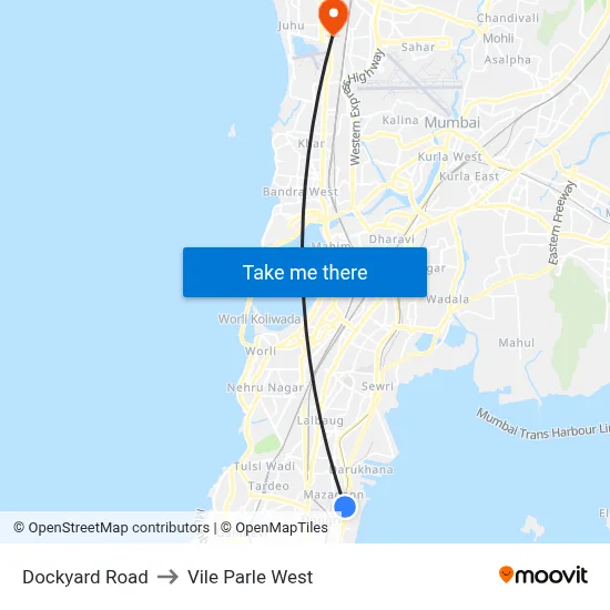 Dockyard Road to Vile Parle West map
