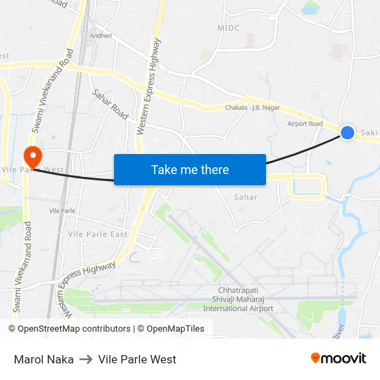 Marol Naka to Vile Parle West map