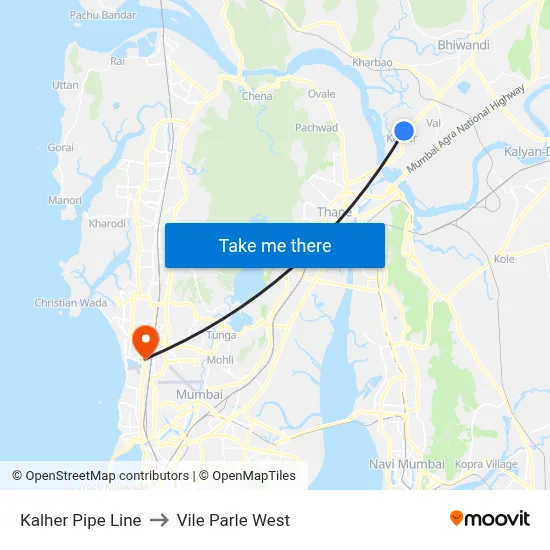 Kalher Pipe Line to Vile Parle West map