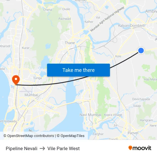 Pipeline Nevali to Vile Parle West map