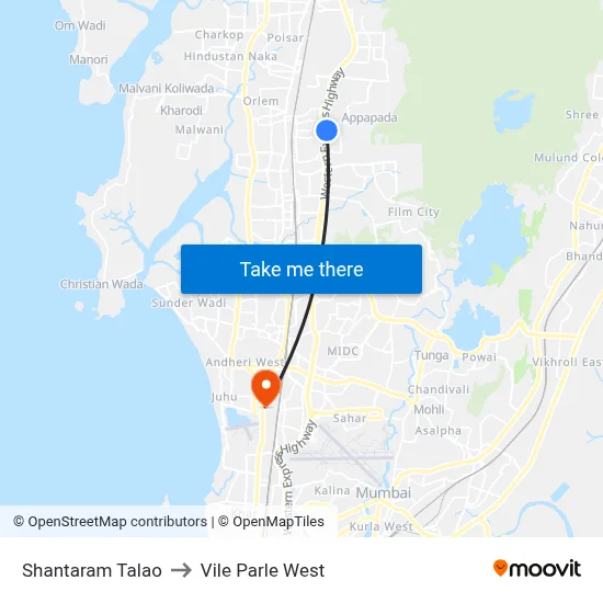 Shantaram Talao to Vile Parle West map
