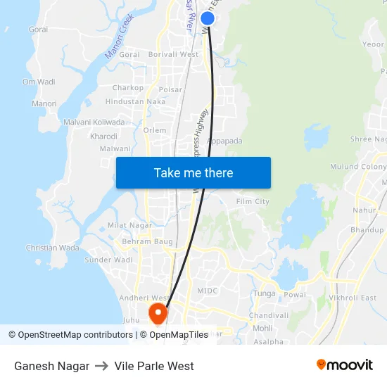 Ganesh Nagar to Vile Parle West map