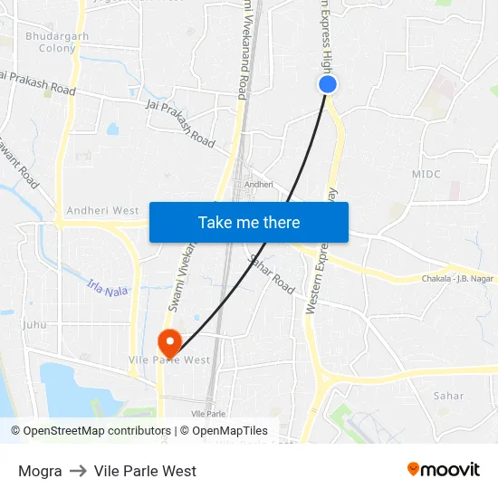 Mogra to Vile Parle West map