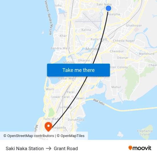 Saki Naka Station to Grant Road map
