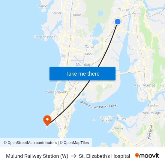 Mulund Railway Station (W) to St. Elizabeth's Hospital map