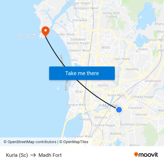 Kurla (Sc) to Madh Fort map