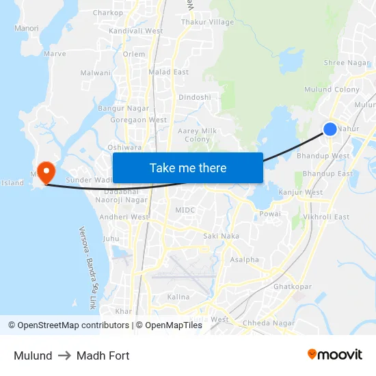 Mulund to Madh Fort map