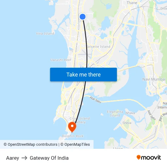 Aarey to Gateway Of India map
