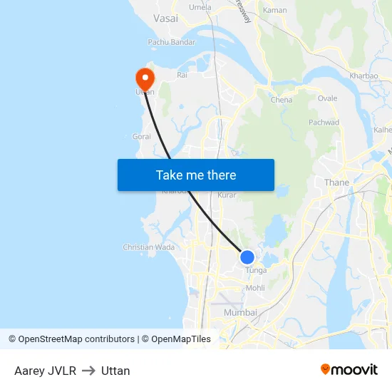 Aarey JVLR to Uttan map