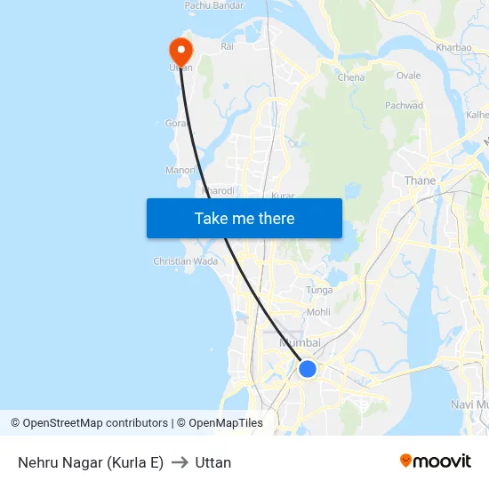 Nehru Nagar (Kurla E) to Uttan map