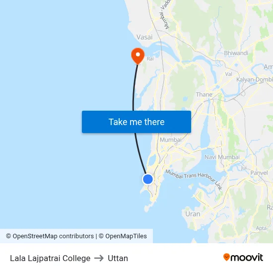 Lala Lajpatrai College to Uttan map