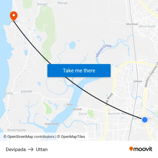 Devipada to Uttan map