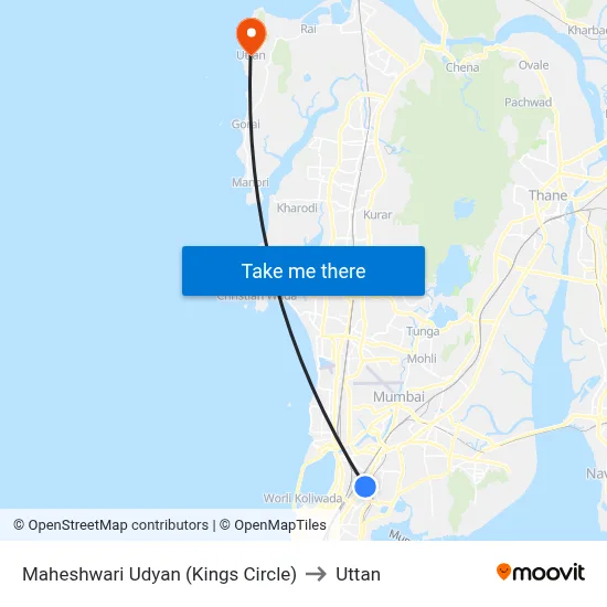 Maheshwari Udyan (Kings Circle) to Uttan map