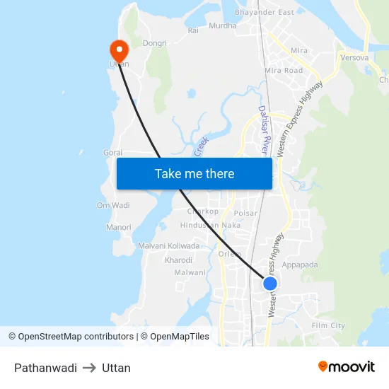 Pathanwadi to Uttan map