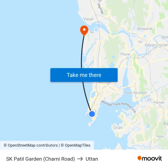 SK Patil Garden (Charni Road) to Uttan map