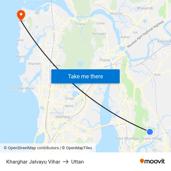 Kharghar Jalvayu Vihar to Uttan map