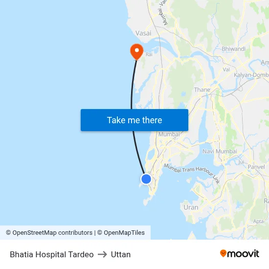 Bhatia Hospital Tardeo to Uttan map