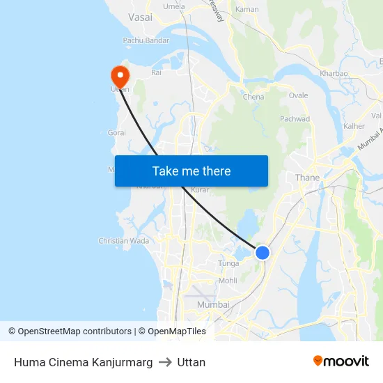 Huma Cinema Kanjurmarg to Uttan map