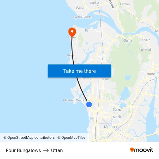 Four Bungalows to Uttan map