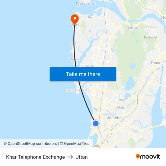 Khar Telephone Exchange to Uttan map
