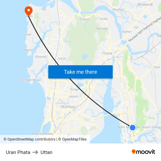 Uran Phata to Uttan map