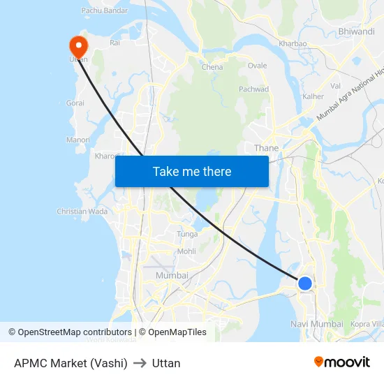 APMC Market (Vashi) to Uttan map