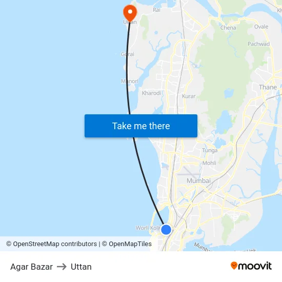 Agar Bazar to Uttan map