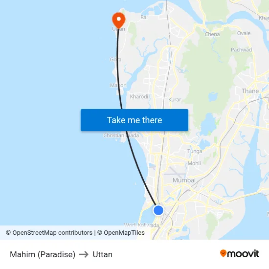 Mahim (Paradise) to Uttan map