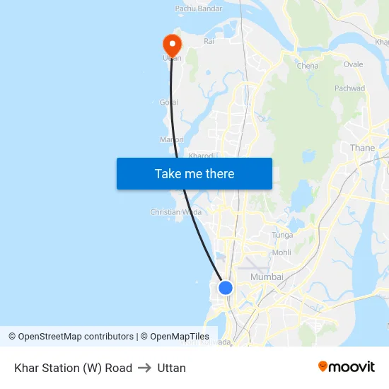 Khar Station (W) Road to Uttan map