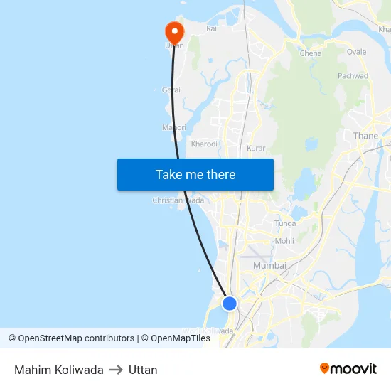 Mahim Koliwada to Uttan map