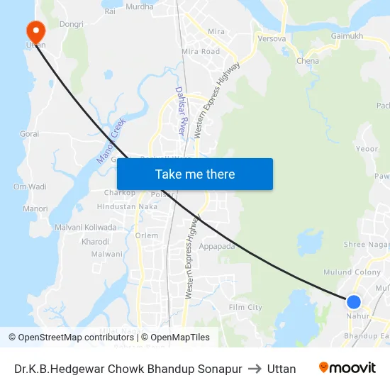 Dr.K.B.Hedgewar Chowk Bhandup Sonapur to Uttan map