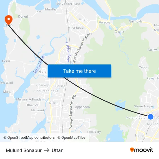 Mulund Sonapur to Uttan map