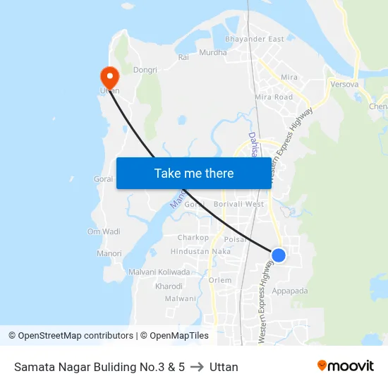 Samata Nagar Buliding No.3 & 5 to Uttan map