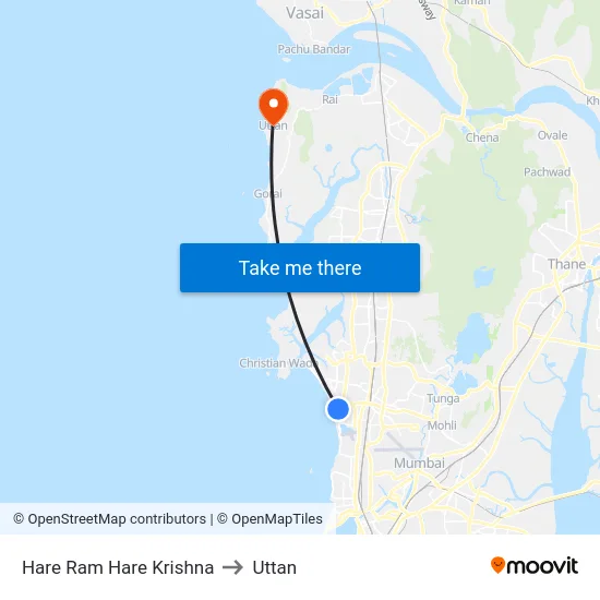 Hare Ram Hare Krishna to Uttan map